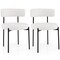 White Faux Sherpa Metal Dining Chairs Set of 2 with Curved Backrest and Padded Seat